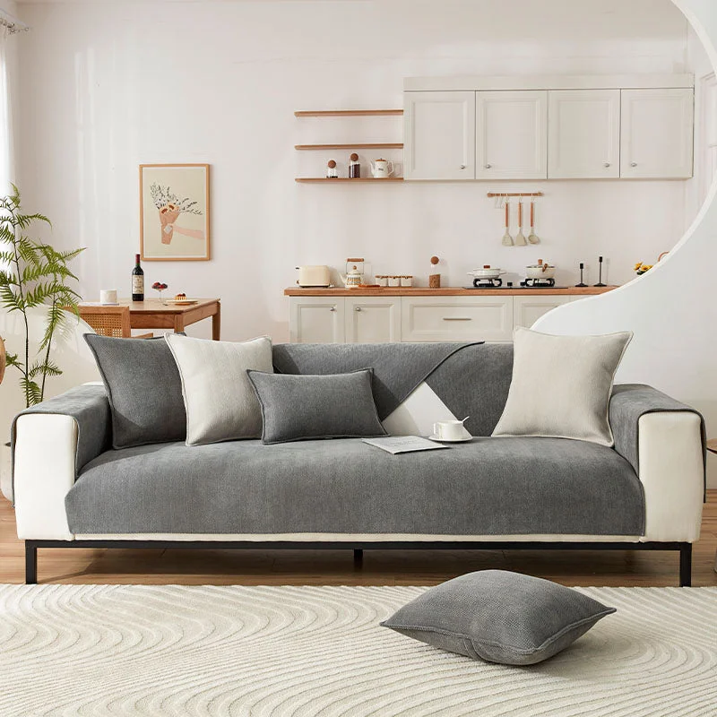 Møbelbeskyttende sofabetræk med sildebensmønster i Chenille stof