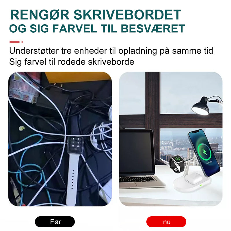 3-i-1 trådløs oplader