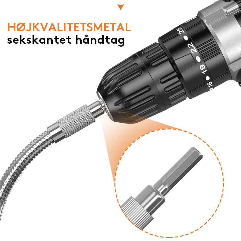 Universelt borehovedsæt med fleksibel aksel