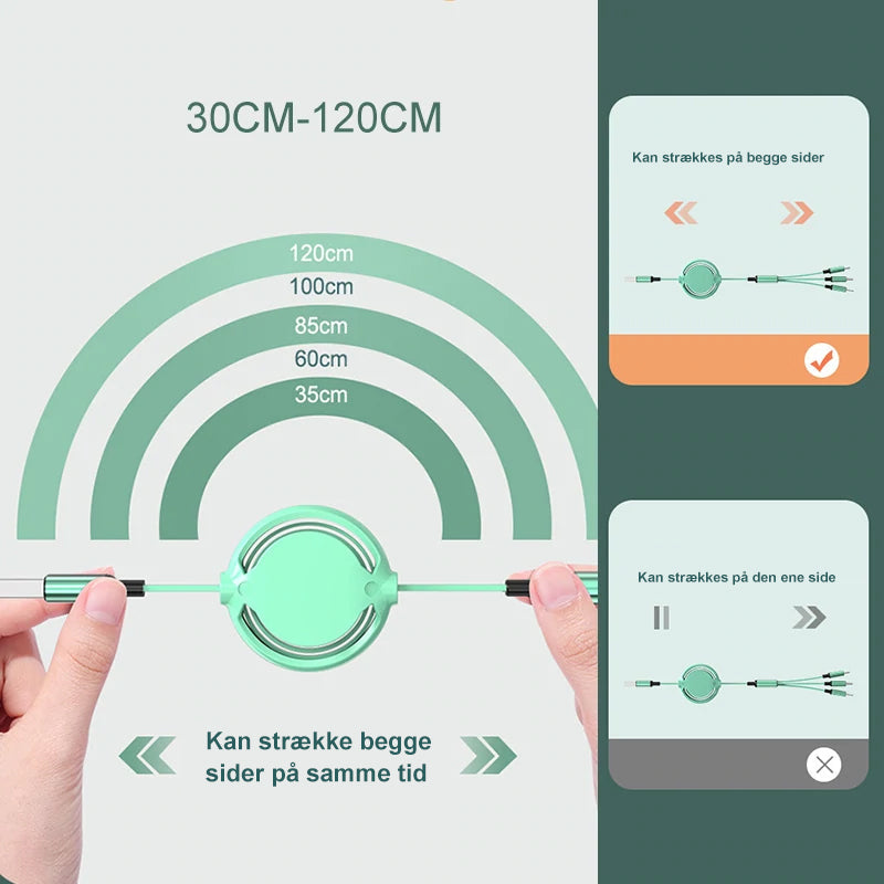 3 i 1 mobilopladerkabel