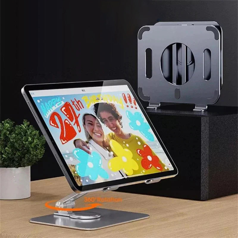 Foldbart og roterbart tablet og bærbar computerstativ i aluminiumslegering