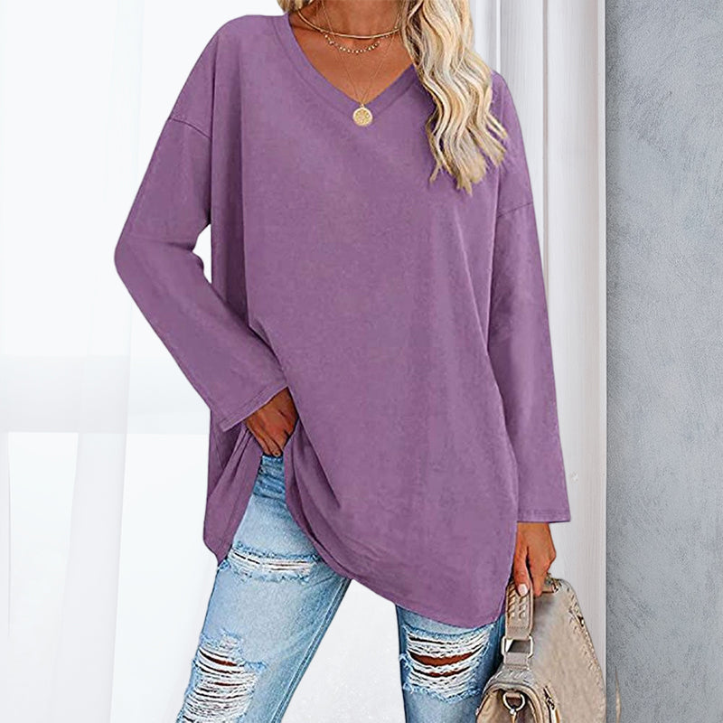 Drop Sleeve Bluse med V-udskæring