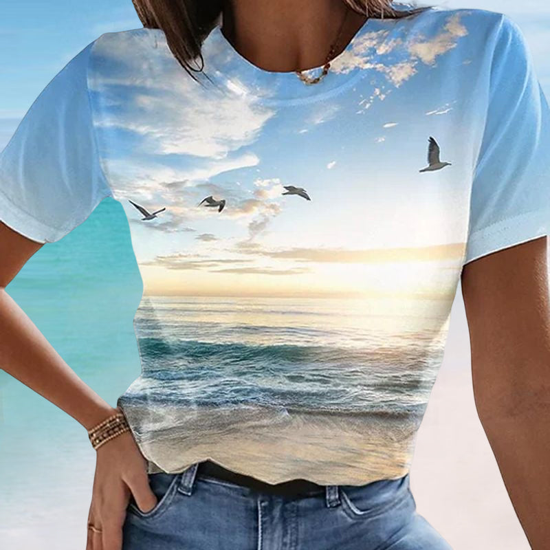 Afslappet 3D-printet Maleri T-shirt (Dame)