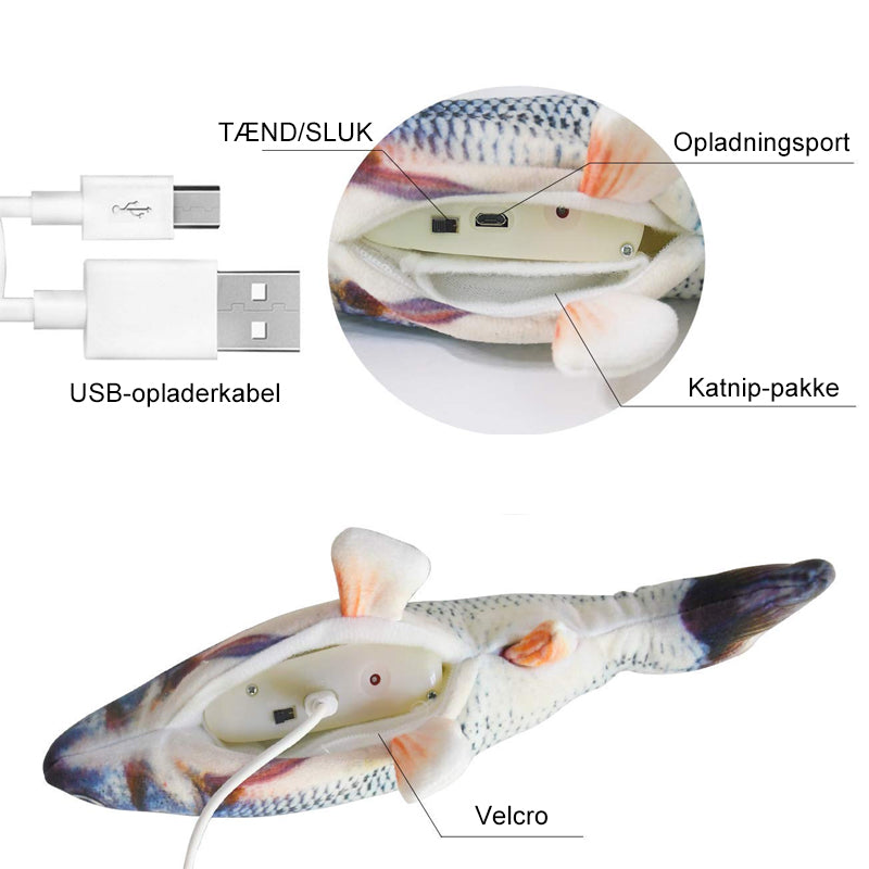 Plys Simulation USB-opladning Pet Fish Toy