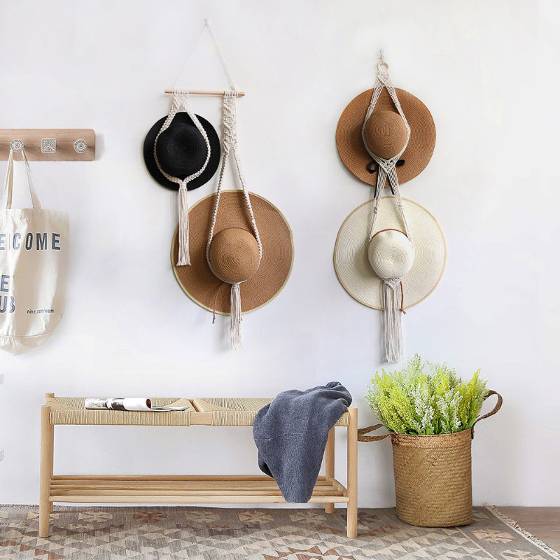 Dekorative håndlavede vægbeslag til hatte i BoHo-stil