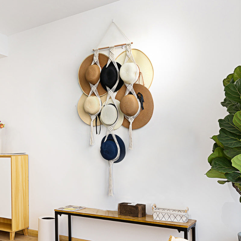 Dekorative håndlavede vægbeslag til hatte i BoHo-stil