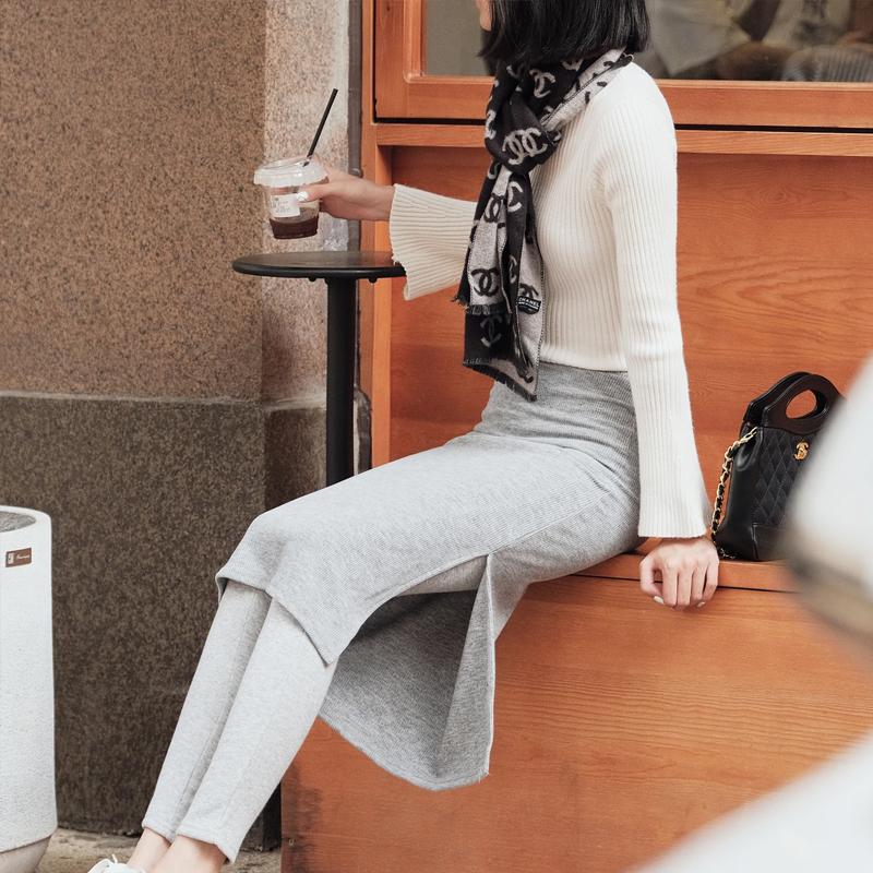 Vinter termiske fleece leggings med nederdel