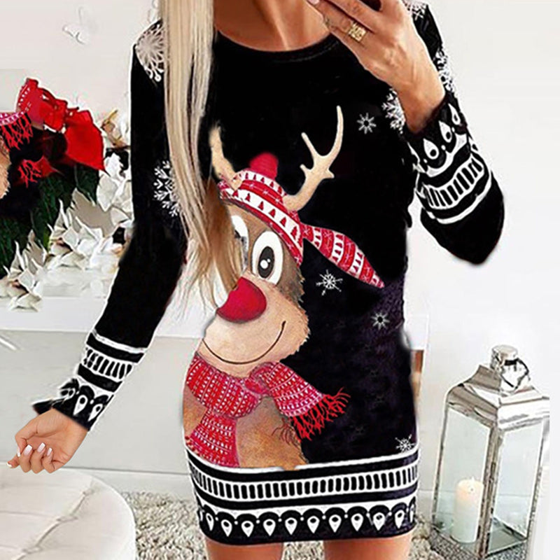 Christmas Reindeer Print Dress