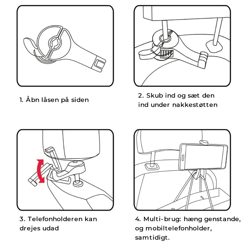 Bilkrog til nakkestøttebeslag