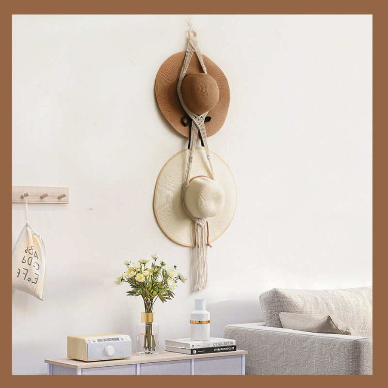 Dekorative håndlavede vægbeslag til hatte i BoHo-stil