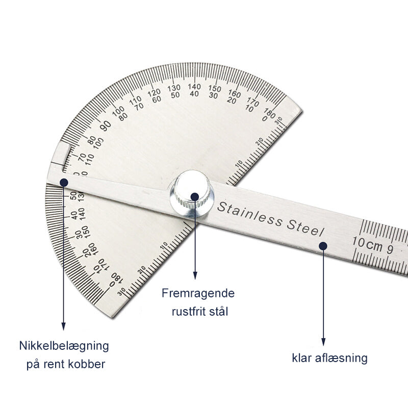 Vinkelmåler i rustfrit stål