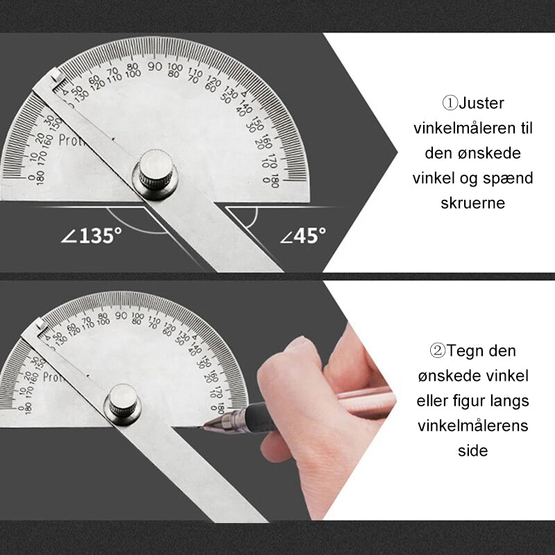 Vinkelmåler i rustfrit stål