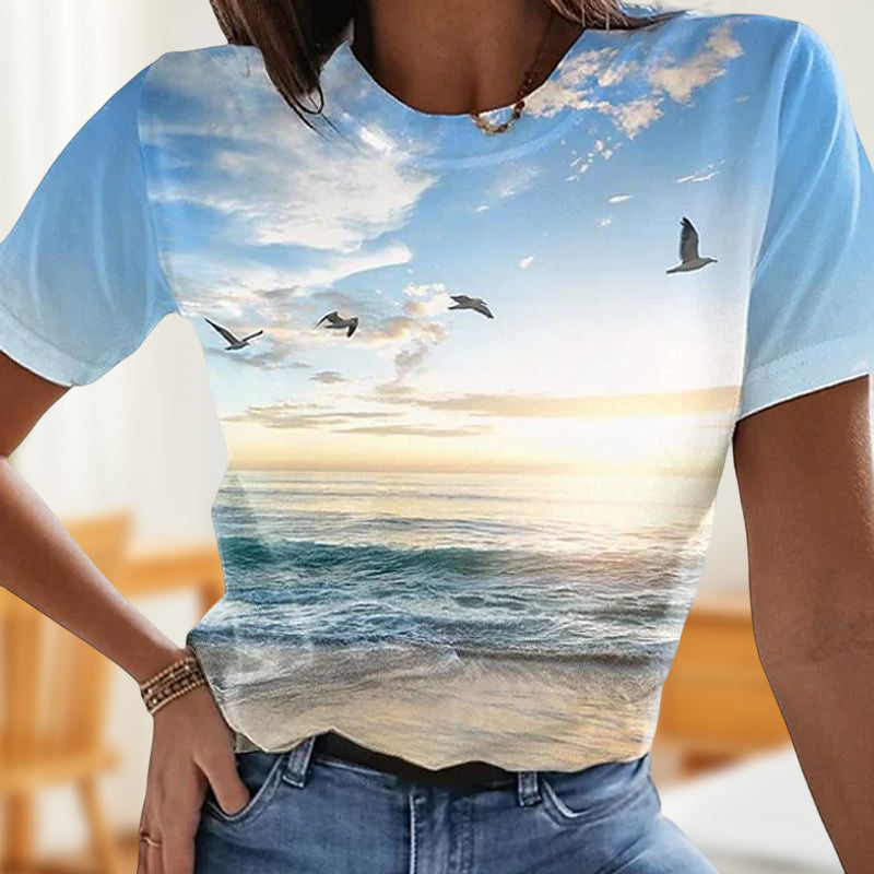 Afslappet 3D-printet Maleri T-shirt (Dame)