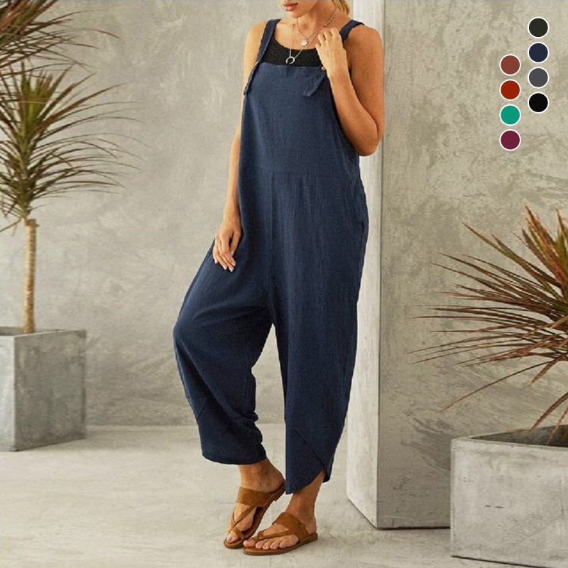 Ensfarvet afslappet jumpsuit (Dame)