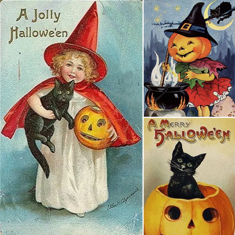 Vintage Halloween postkortsæt (24 stk)