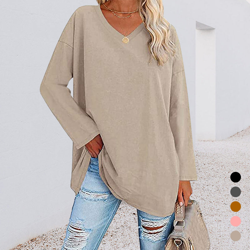 Drop Sleeve Bluse med V-udskæring