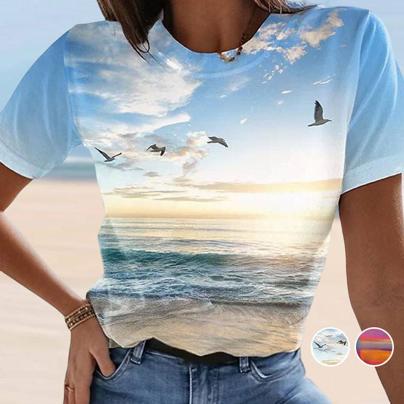 Afslappet 3D-printet Maleri T-shirt (Dame)