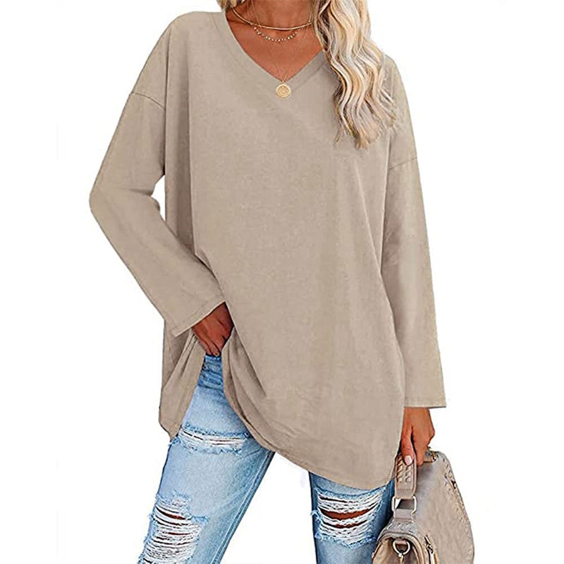 Drop Sleeve Bluse med V-udskæring